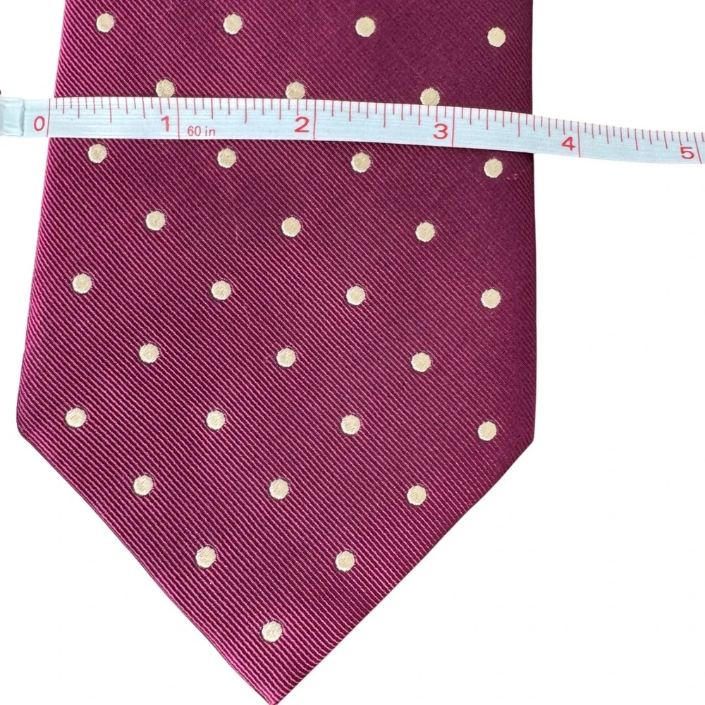 Charles Tyrwhitt Men Silk Polka Dot Tie Burgundy Magenta White 3.25 Wide